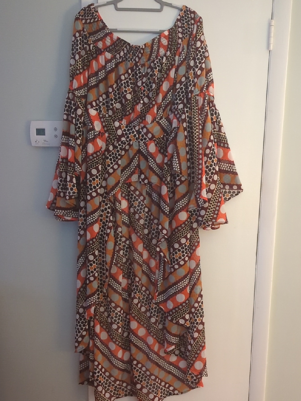 Ashley Stewart Multi Geometric Hi-Lo Tunic Top